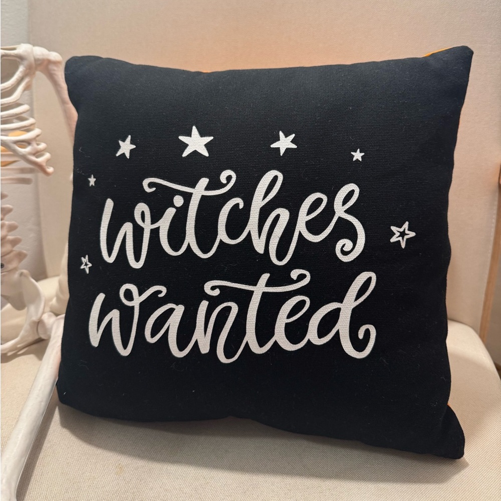 Halloween Trick-or-Treat Witches Wanted Reversible Decorative Throw Pillow
